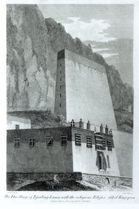 De Woning van Tefsaling Lama met het Religieuze Gebouw Kugopea, uit 